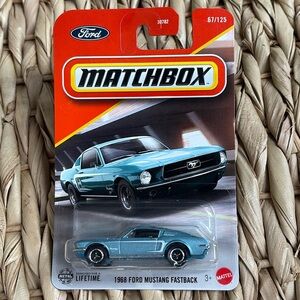 1968 Ford Mustang Fastback Pony Muscle Car Light Blue Matchbox New Model 2025